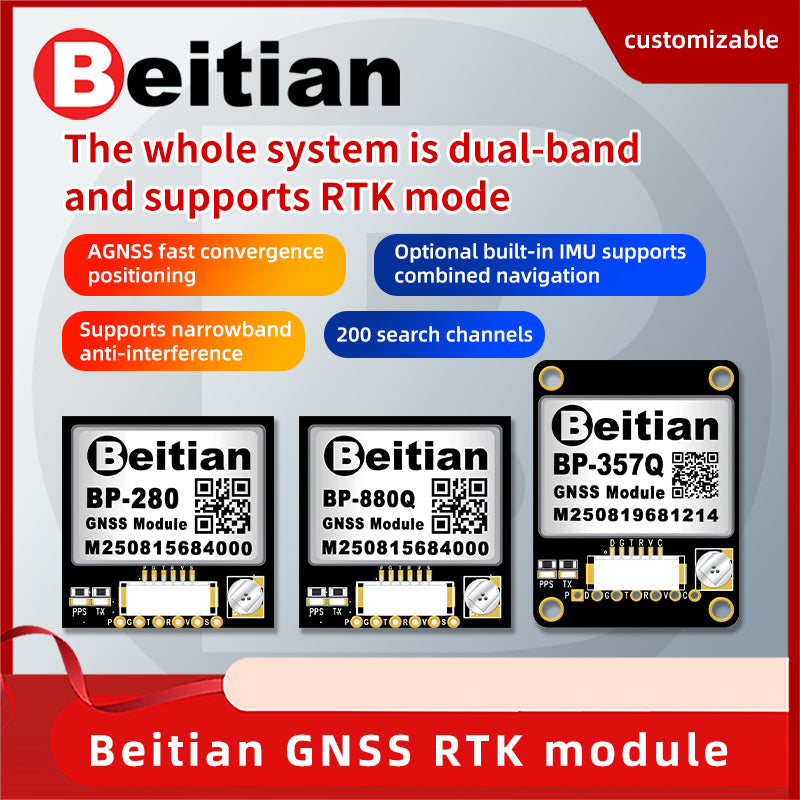 Beitian four-mode dual-frequency GNSS module high-precision RTK single Beidou GPS positioning multi-channel BP-280 357 Beitian four-mode dual-frequency GNSS module high-precision RTK single Beidou GPS positioning multi-channel BP-280 357